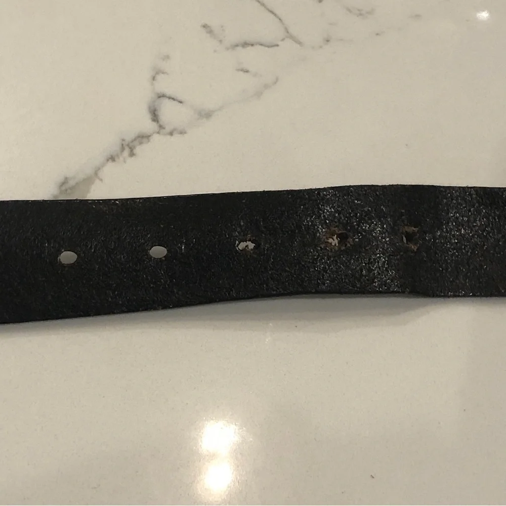 Fossil Vintage Dark Brown Genuine Cowhide Leather Belt Jeans Work Silver Buckle